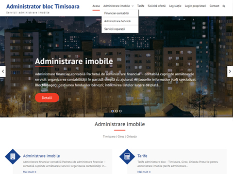 Website de prezentare servicii administrare imobile, Timișoara